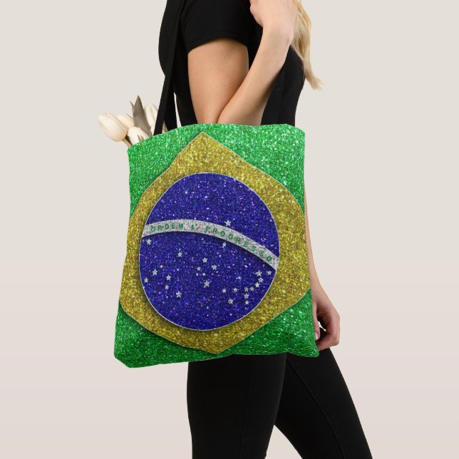 Bolso De Tela Río de Janeiro Brasil Purpurina de Bandera Brasile (Detalle)
