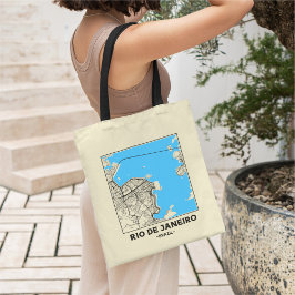 Bolso De Tela Rio de Janeiro, Brazil City Map Tote Bag
