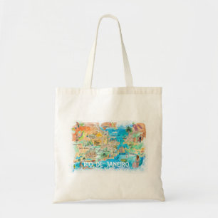 Bolso De Tela Rio de Janeiro Ilustrado Mapa con las principales