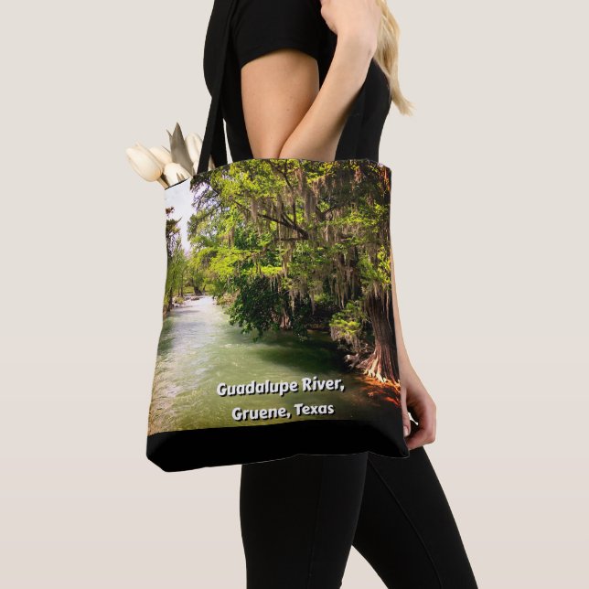 Bolso De Tela Río Guadalupe en Gruene, acuarela de Texas (Detalle)