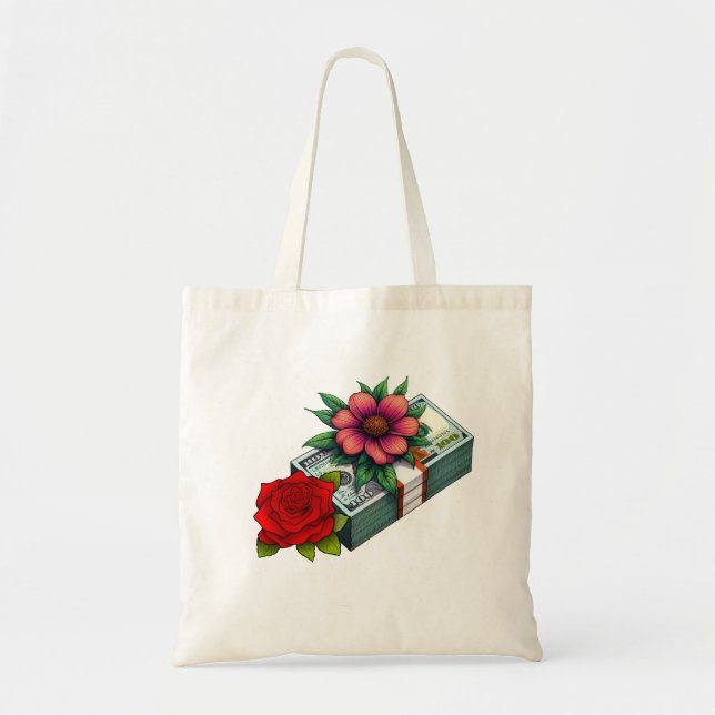 Bolso De Tela Riqueza floreciente envuelta en elegancia roja (Frente)