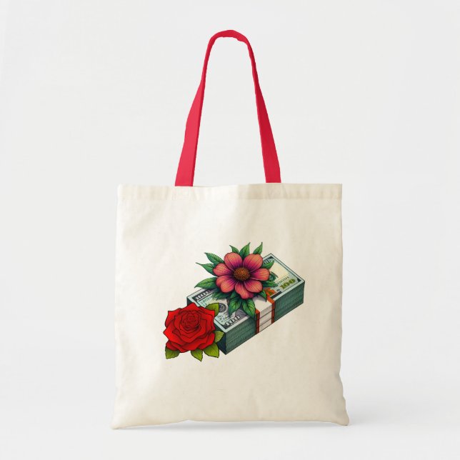 Bolso De Tela Riqueza floreciente envuelta en elegancia roja (Frente)