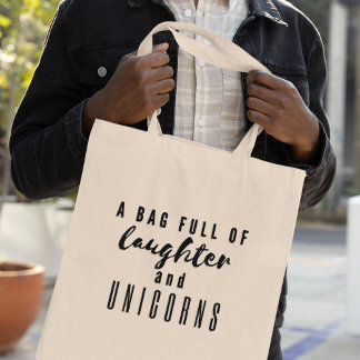 Bolso De Tela Risa & Unicornios Divertido Alegre Extravagante