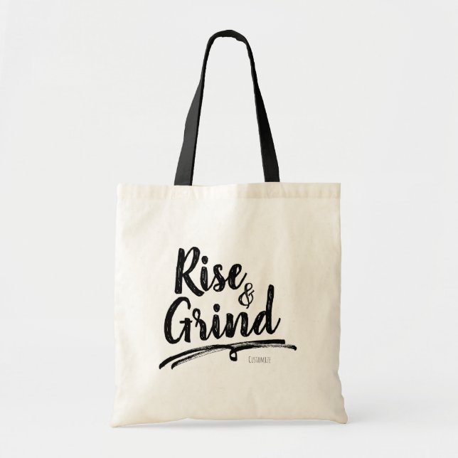 Bolso De Tela RISE y GRIND Nombre personalizado personalizado pe (Frente)