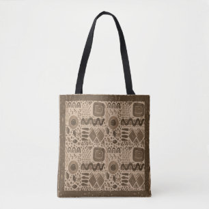 Bolso De Tela Ritmos terrestres- Patrón étnico africano en marró