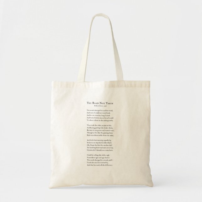 Bolso De Tela Robert Frost, el poema de Road Not Takem (Frente)