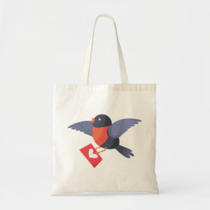 Bolso De Tela Robin Pájaro Volando con Carta de Amor de Corazón