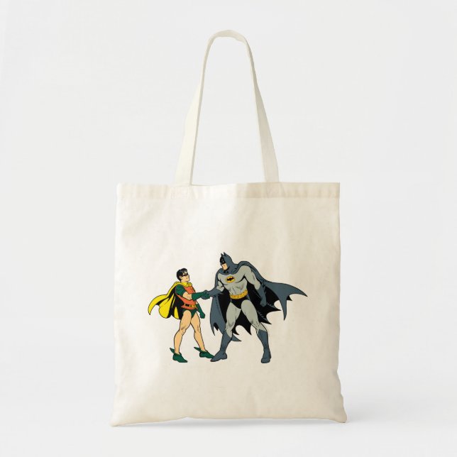 Bolso De Tela Robin Y Batman Handshake (Frente)