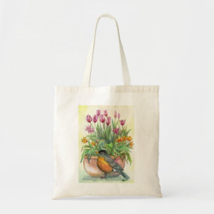 Bolso De Tela Robin y Tulips