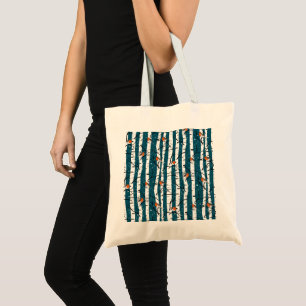 Bolso De Tela Robins europeos sobre el pájaro plateado en azul d
