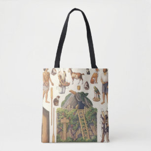 Bolso De Tela Robinson Crusoe, Juguetes de papel victoriano vint