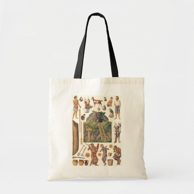 Bolso De Tela Robinson Crusoe, Juguetes de papel victoriano vint (Frente)