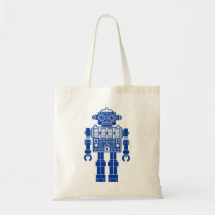 Bolso De Tela Robot 270620/08 - Azul marino y blanco