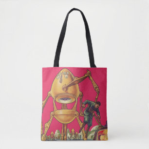 Bolso De Tela Robot Alien de Ciencia Ficción Vintage Captura Hom