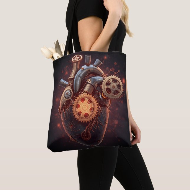 Bolso De Tela Robot Energy Tote Bag – Gear Heart Tech Design (Detalle)