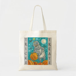 BOLSO DE TELA ROBOT RECOGIENDO CALABAZAS, HALLOWEEN TRUCO O TRAT