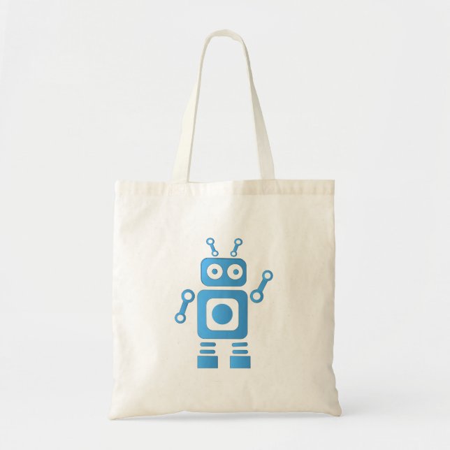 Bolso De Tela Robot retro azul (Frente)