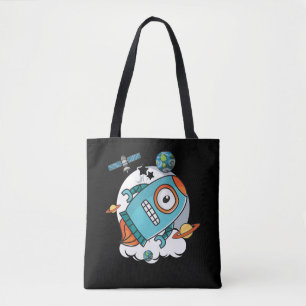 Bolso De Tela Robots Astronautas Robot Rocket Galaxy