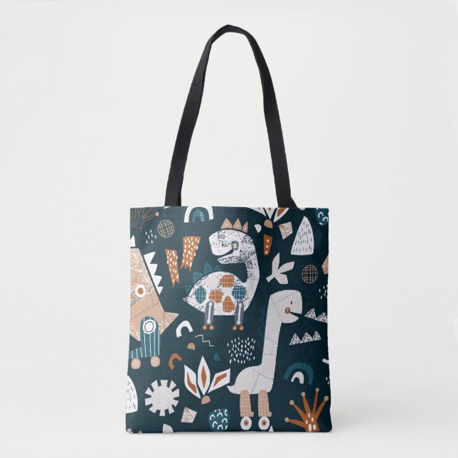 Bolso De Tela Robots de dinosaurios, juguetón, sin costura para  (Anverso)