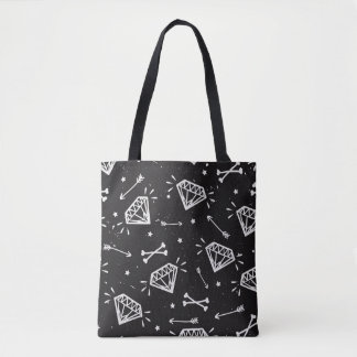 Bolso De Tela Roca gruesa: diamantes, patrón de huesos.