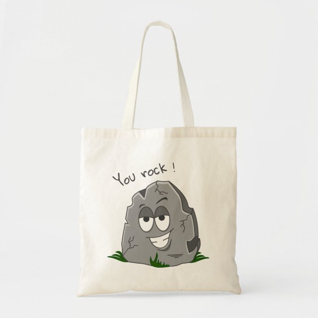 Bolso De Tela ¡Rocas! Funny Gray Personalizado Stone (Frente)