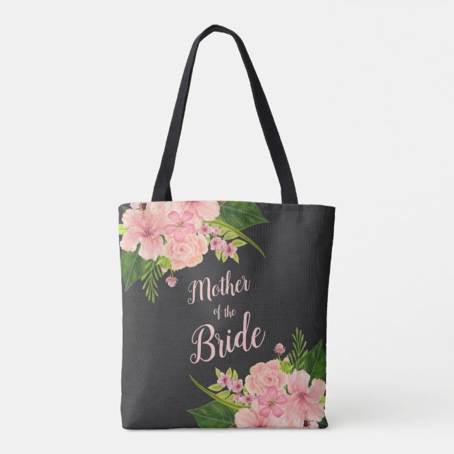 Bolso De Tela Rocías florales rosadas y durazno para la madre de (Reverso)