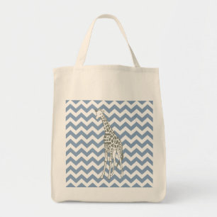 Bolso De Tela Rock Blue Chevron con guirafa de arte pop