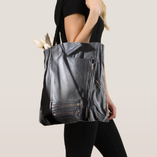 Bolso De Tela Rock Chick Black Faux Leather Biker Jacket