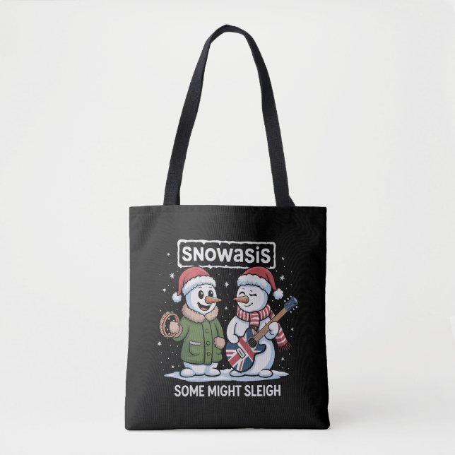 Bolso De Tela Rock Christmas SNOWASIS Some Might Sleigh Snowman (Anverso)