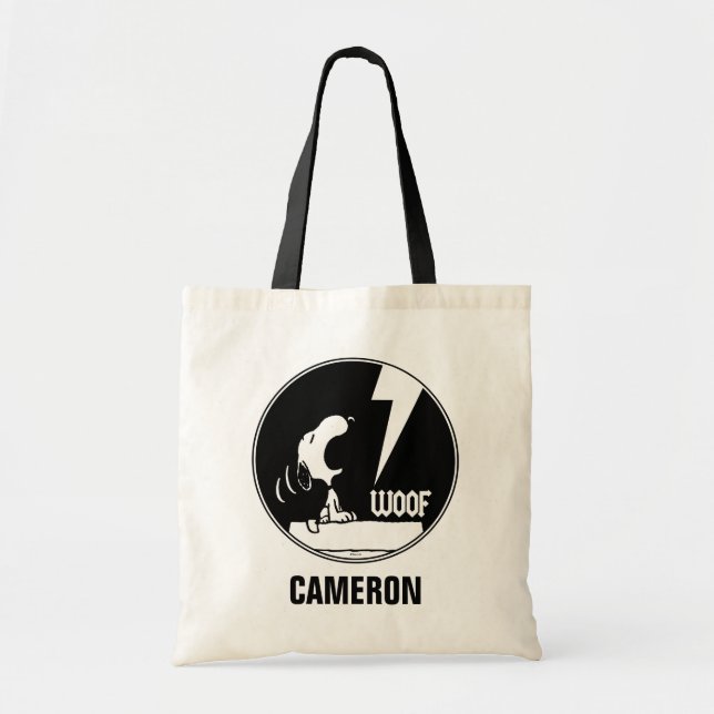 Bolso De Tela Rock Tees | Snoopy Howling | Añadir su nombre (Frente)
