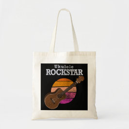 Bolso De Tela Rockstar divertido hawaiano con ukelele atardecer 