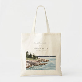 Bolso De Tela Rocky Pine Watercolor Seascape Boda