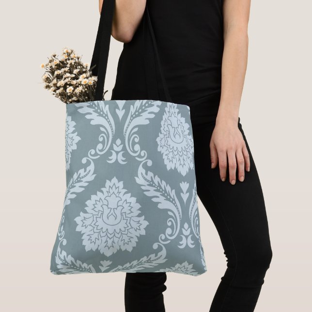 Bolso De Tela Rococo Damask Art I Duck Egg Blue+Teal (Detalle)
