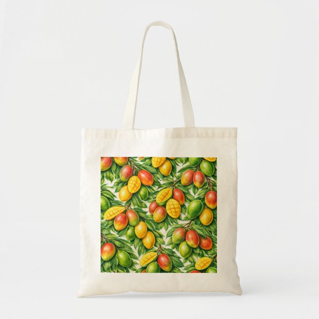 Bolso De Tela Rodajas de Mango Botánico Tropical (Frente)