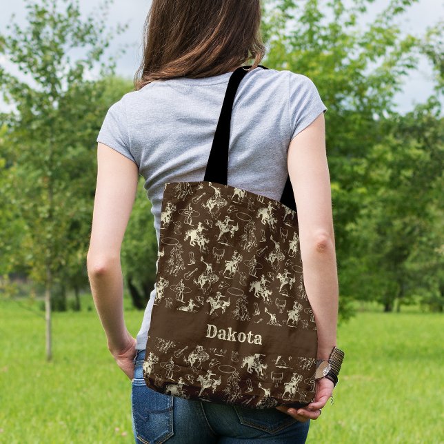 Bolso De Tela Rodeo Cowboy Caballos occidentales personalizado (Subido por el creador)