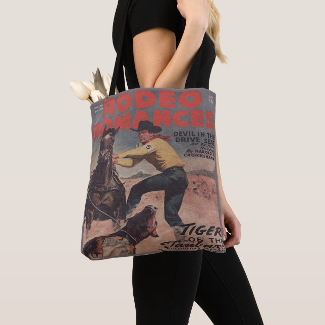 Bolso De Tela Rodeo Occidental Cowboy Calf Roping Rodeo Romance (Detalle)