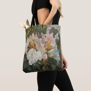 Bolso De Tela Rododendros rosados y blancos Foliage Verde Profun