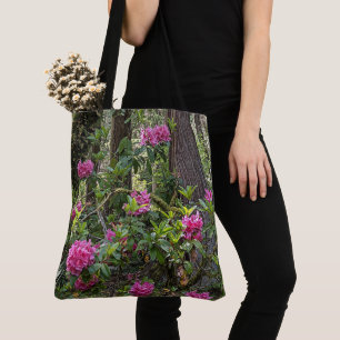 Bolso De Tela Rododendros rosas en una flor forestal