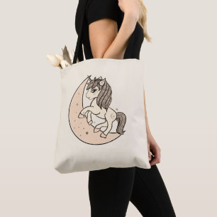 Bolso De Tela Rojizo Melocotón Rosa Luna Celestial y Estrellas U