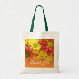 Bolso De Tela Rojo, amarillo, naranja flores de margarita gracia