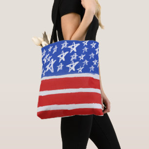 BOLSO DE TELA ROJO BLANCO AZUL ORO PATRIÓTICO SUS HUELGAS