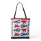 Bolso de tela rojo blanco y azul con langosta y ca