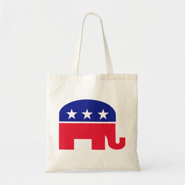 Bolso De Tela Rojo, blanco y azul republicanos del elefante (Frente)