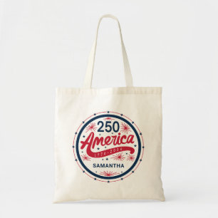 Bolso De Tela Rojo Blanco y Azul USA 250 Aniversario de América