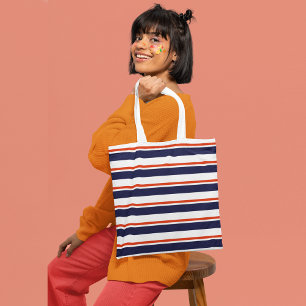 Bolso De Tela Rojo con franjas azules