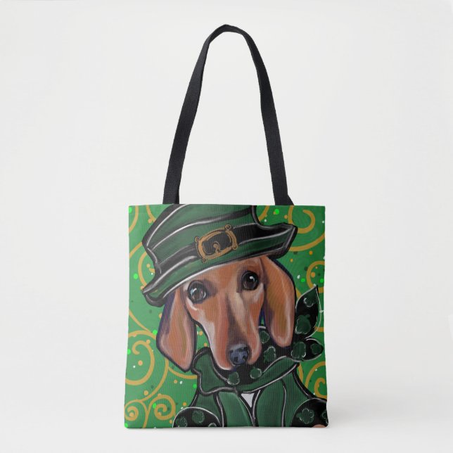 BOLSO DE TELA ROJO DACHSHUND ST. PATENTE (Anverso)