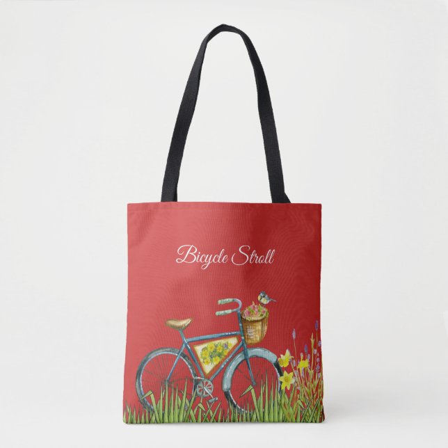 Bolso De Tela Rojo de la bicicleta azul (Anverso)