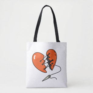 Bolso De Tela Rojo del corazón roto