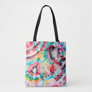 Bolso De Tela Rojo duro Grunge. Patrón Shibori. Cepillo dorado
