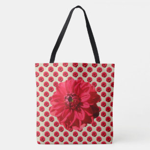 Bolso De Tela Rojo floral botánico en cualquier color